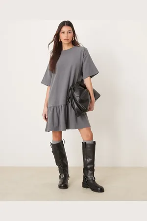 ASOS Super soft dropped waist mini dress in dark