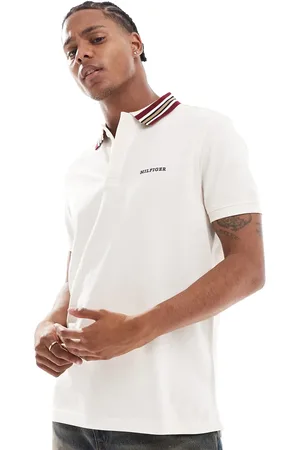 Tommy Hilfiger Striped collar polo shirt in off