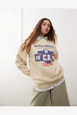 Daisy Street Oversized natural sweatshirt with 1992 graphic