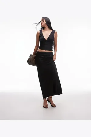 Nialaya Ravello rosette detail satin maxi skirt co-ord in