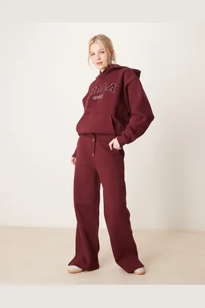 Tala Logo wide leg jogger in burgundy