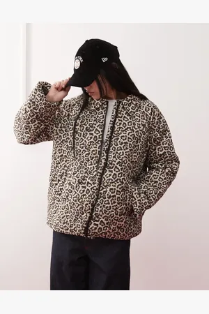 Noisy May Quilted zip through jacket in leopard print