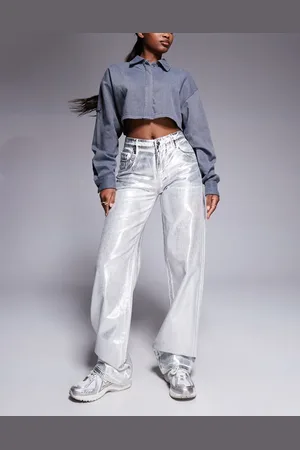 Armani Exchange Metallic coated straight leg jeans in