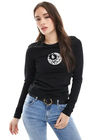 JJXX Gigi long sleeve t-shirt with snooker cow print in
