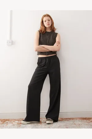 Weekday Kelly elasticated waist wide leg trousers in check