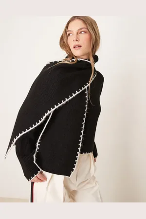 Miss Selfridge Knitted blanket stitch jumper with scarf in