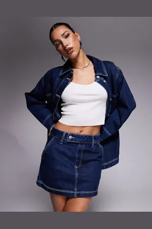 Hugo Blue Garalia denim skirt in dark