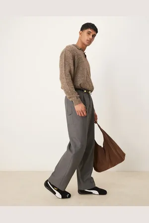 ASOS Smart wide leg carpenter trousers in texture