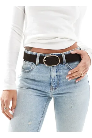 ASOS Suede belt with fine tubular buckle in chocolate