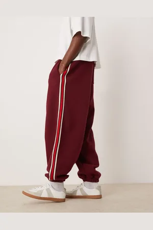 ASOS Baggy balloon jogger with taping in burgundy