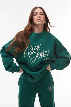 Topshop Graphic Cape Town oversized sweatshirt co-ord in dark