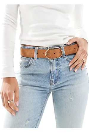 ASOS Suede belt with fine tubular buckle in tan