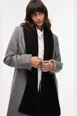 AllSaints Ribbed leather logo scarf in
