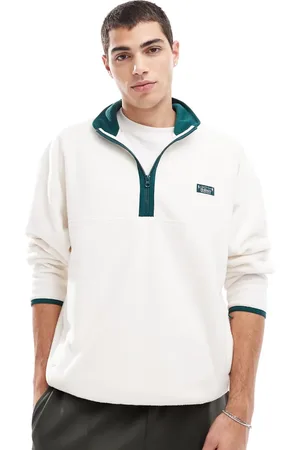 Hollister Motif detail half zip fleece top in cream