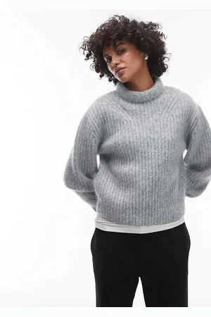 & OTHER STORIES Supersoft mohair knitted rib sweater in grey