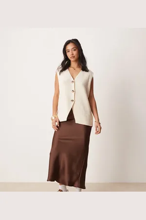 New Look Satin midi bias skirt in