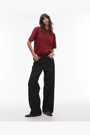 Topshop Ember low rise wide leg jean in ecru