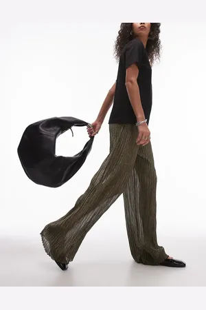 Topshop Wide leg metallic sheer trousers in black and