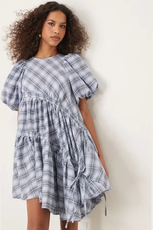 Ghospell Ghopsell asymmetric drawstring mini dress in check