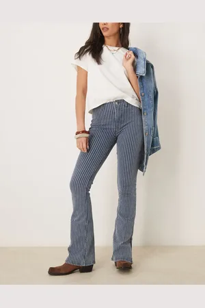 Free People Level up pinstripe flared jeans in railroad