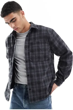 Bershka Checked washed shirt in