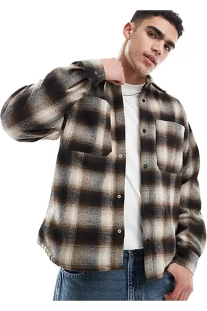 Bershka Checked washed shirt in
