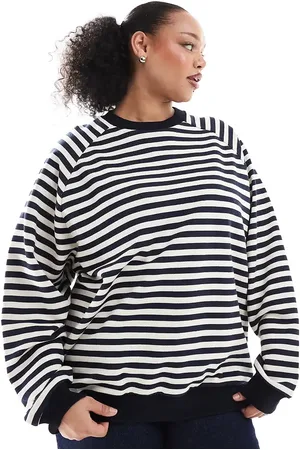 ASOS ASOS DESIGN Curve oversized stripe long sleeve sweat with rib