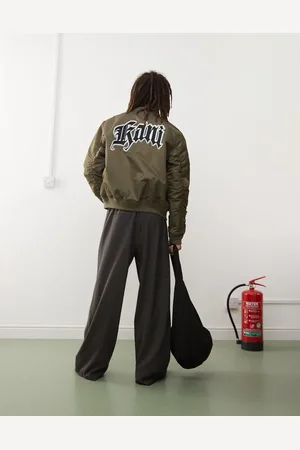 Karl Kani Back embroidery bomber jacket in khaki