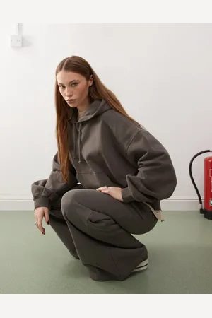 Weekday Irina co-ord heavyweight jersey slouchy fit hoodie in mole