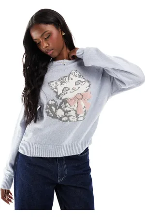 Miss Selfridge Knitted cat bow jumper