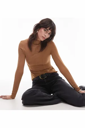& OTHER STORIES Semi sheer jersey top with mock neck and seam detail in light