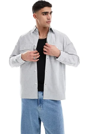 JACK & JONES Oxford stripe overshirt in