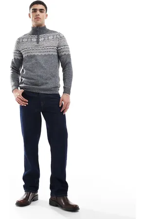 Threadbare Threabare fairisle 1/4 zip jumper in