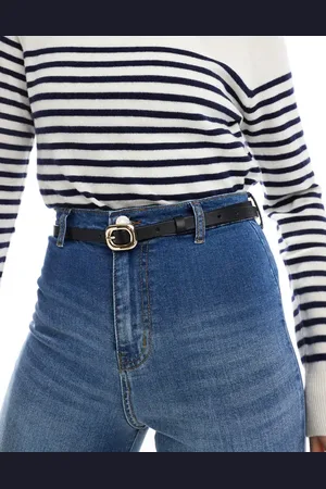 ASOS Waist and hip skinny belt with bubble rectangle buckle detail in