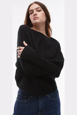 ARKET Wool knitted sweater with asymmetric off-shoulder in