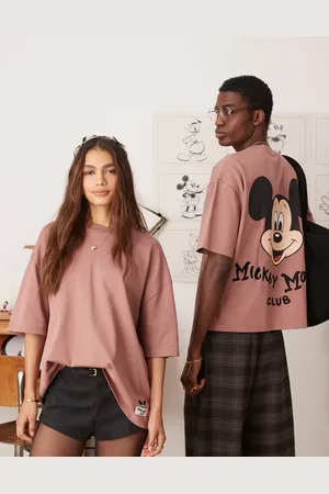 ASOS Disney unisex boxy oversized heavyweight t-shirt with large scale Mickey Mouse back embroidery in dusty