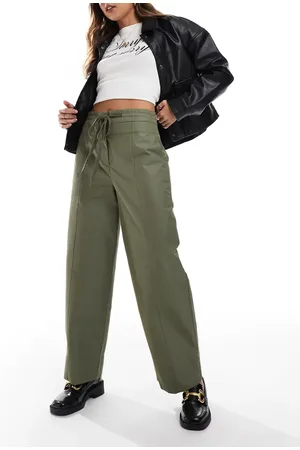 ASOS Barrel trousers with seam detail in khaki