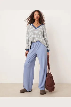 Free People Wide leg lounge trousers in harbour