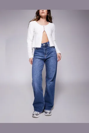Sixth June Relaxed low waist denim jean with frayed hem in