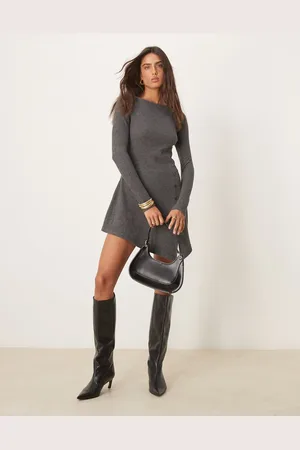 ASOS Asymmetric button through slash neck super soft mini dress in