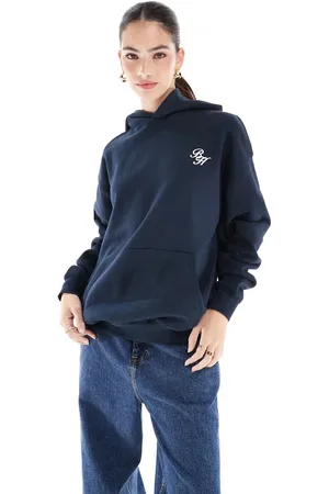 Cotton On Cotton On classic fleece hoodie with script graphic in ink navy