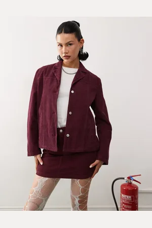 Reclaimed Cord blazer co-ord in burgundy