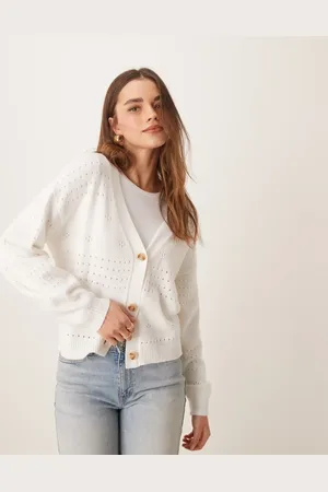VILA Blouson sleeve pattern knitted cardigan in