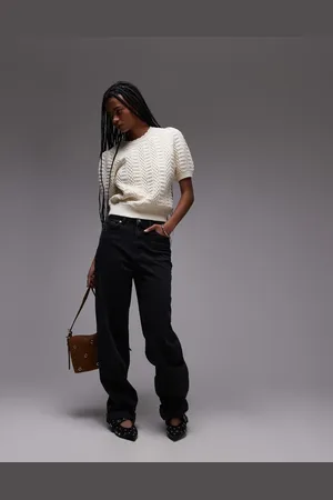 & OTHER STORIES Short sleeve knitted top in with scallop edge neckline