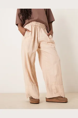 Free People Days end linen pull-on trousers in sand dollar