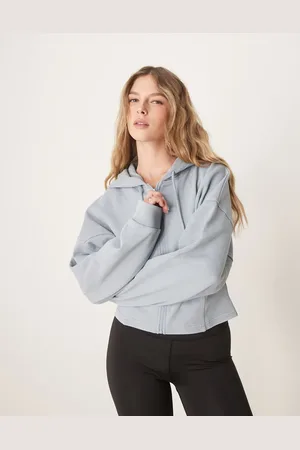 ASOS Seam detail zip through hoodie in washed