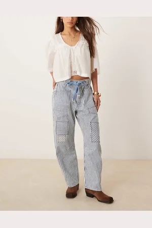 Free People Hickory stripe moxie tie-waist jean in slate