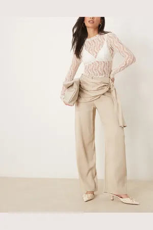 ASOS Tapered trouser with wrap detail in stone
