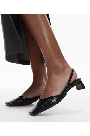 Topshop Diana square toe mid heeled shoes in