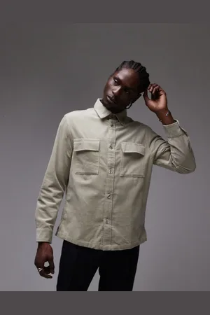 MANGO Cord shirt in pale